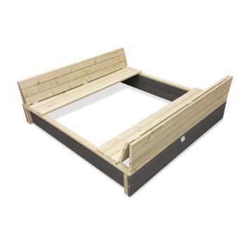Exit Holz Sandkasten Aksent XL | Grau | 136x132x20 cm 