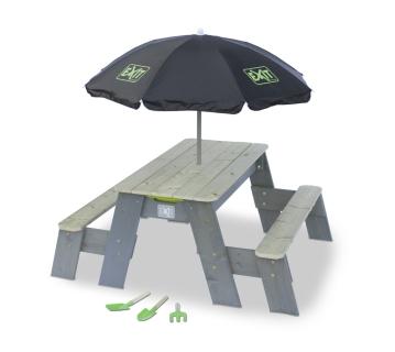 Exit Holz Wasser Matschtisch Aksent inkl. Sonnenschirm | Schwarz, Grün | 94x50 cm 