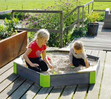 Exit Holz Sandkasten Aksent M | Grau | 160x140x21 cm 