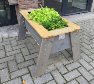 Exit Holz Kinder Hochbeet Aksent Deluxe L inkl. Abdeckung | Grau | 68x94x50 cm 