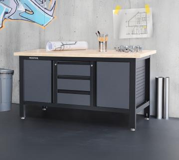 FEISTOS Werkstatteinrichtung | Werkbank Heros 2 | inkl. Lochwand | Anthrazit/Schwarz | 169x60x87 cm 