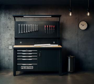 FEISTOS Werkstatteinrichtung Luxon | Werkbank mit Lochwand | + Zubehör 