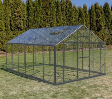 Gampre Aluminium Glas Gewächshaus Sanus XL15 | Anthrazit | 430x290x225 cm 
