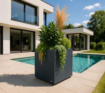 Herstera Garden Stahl Pflanzkübel Cube | Anthrazit | 70x70x70 cm 