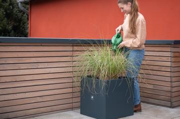 B-WARE Herstera Garden Metall Pflanzkübel Cube | Anthrazit | 50x50x50 cm 