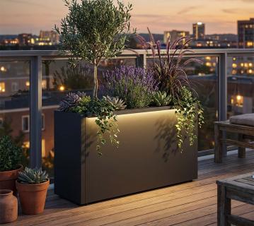 Herstera Garden Cube 30 M Plus | hoher Pflanzkübel rechteckig | mit LED | 150 L 