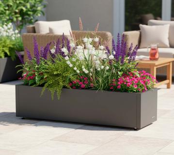 Herstera Garden Metall Pflanzkübel Cube | Anthrazit | 100x25x25 cm 