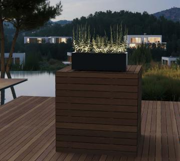 Herstera Garden Cube Balcony L Plus | Metall Blumenkasten mit LED | 50 L 