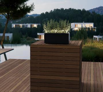 Herstera Garden Cube Balcony M Plus | Metall Blumenkasten mit LED | 37 L 