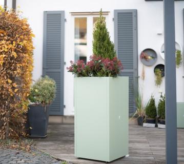 B-WARE Herstera Garden Metall Pflanzkübel Cube | Kaktusgrün | 50x50x100 cm 