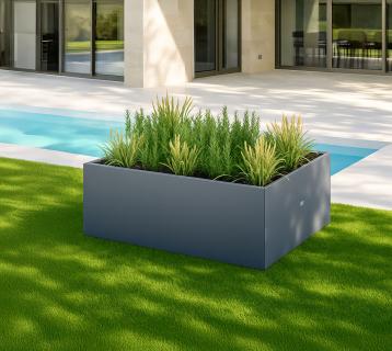 Herstera Garden Metall Pflanzkübel Cube | Anthrazit | 150x100x50 cm 