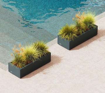 Herstera Garden Metall Pflanzkübel Cube | Anthrazit | 100x40x25 cm 