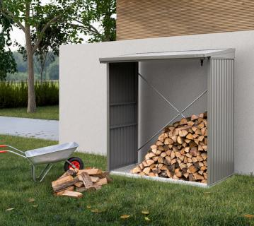 Hörmann Metall Kaminholzregal Berry Classic | Silber | 103x182x198 cm 