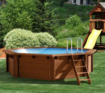 Interline Summer Schwimmbad Bali Holzpool Ø440x136 cm Set 2 inkl. Sommer- und Winterabdeckung