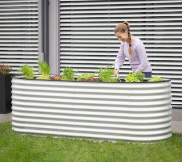 Westmann Grow Faster M | Metall Hochbeet aus Wellblech | Silber 