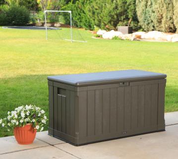Lifetime Kunststoff Gartenbox 440 L | Auflagenbox & Gartentruhe | Braun | 64x128x67 cm 