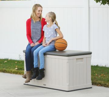 Lifetime Kunststoff Gartenbox Harmony 440 L | Auflagenbox & Gartentruhe | Lichtgrau | 64x128x67 cm 