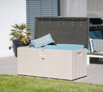 Lifetime Kunststoff Gartenbox 570 Liter | Auflagenbox &  Gartentruhe | Lichtgrau | 72x151x70 cm 