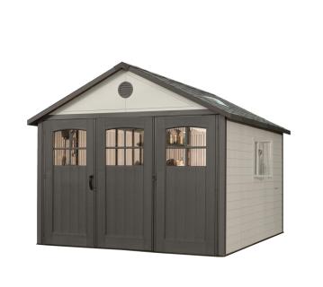 Lifetime Kunststoff Gerätehaus Trio | Gerätehaus mit Boden | Dunkelgrau | 337x337x285 cm 