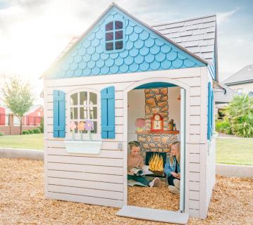 Lifetime Kunststoff Kinder Spielhaus Flipper | Lichtgrau/Blau | 186x186x215 cm 