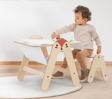 MamaToyz Holz Kindertisch & Maltisch Fuchs | Natur | 60x30x50 cm 