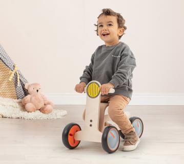 MamaToyz Holz Rutschauto & Lauflernwagen Ambulanz | Natur | 47x25x34 cm 