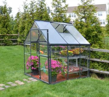 Palram - Canopia Aluminium Gewächshaus Hybrid 66 | Anthrazit | 185x185x208 cm 