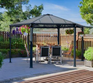 Palram - Canopia Aluminium Pavillon Monaco 6-eckig | Anthrazit | 390x450 cm 