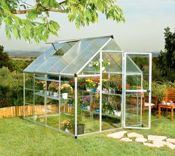 Palram - Canopia Aluminium Gewächshaus Hybrid 68 | Silber | 247x185x208 cm 