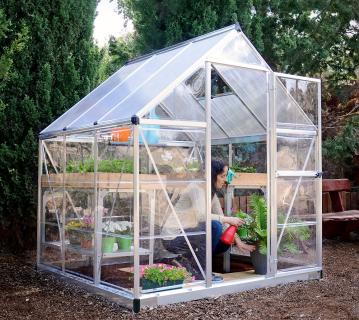 Palram - Canopia Aluminium Gewächshaus Hybrid 66 | Silber | 186x185x208 cm 