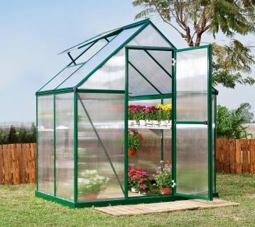 Palram - Canopia Aluminium Gewächshaus Mythos 64 | Grün | 126x185x208 cm 