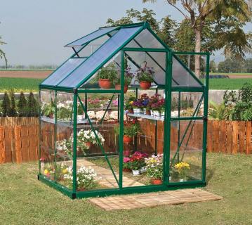 Palram - Canopia Aluminium Gewächshaus Hybrid 64 | Grün | 126x185x208 cm 