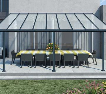 Palram - Canopia Aluminium Terrassenüberdachung Sierra | Anthrazit | 299x555x305 cm 