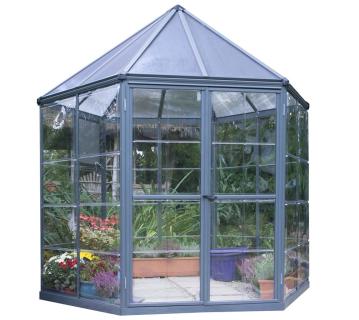 B-WARE Palram - Canopia Aluminium Gewächshaus Oasis | Grau | Ø 245x267 cm 