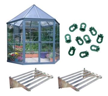 Palram - Canopia Aluminium Gewächshaus Oasis Set | inkl. Zubehör | Grau | Ø 248 cm 