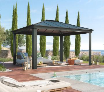 Sojag Aluminium Pavillon Messina 1216 inkl. Moskitonetz | Anthrazit |  363x483x307 cm | mygardenhome