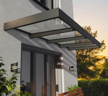 Palram - Canopia Metall Vordach Sophia CLear XL 3814 | Anthrazit | 378x140x17 cm 