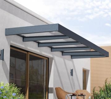 Palram - Canopia Metall Vordach Sophia Clear XL 4714 | Anthrazit | 471x140x17 cm 