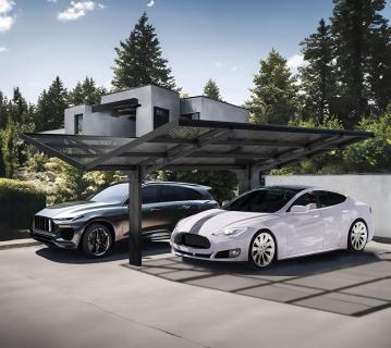 Palram - Canopia Aluminium Carport Sydney Wings | Doppelcarport freistehend | Schwarz | 587x572x288 cm 