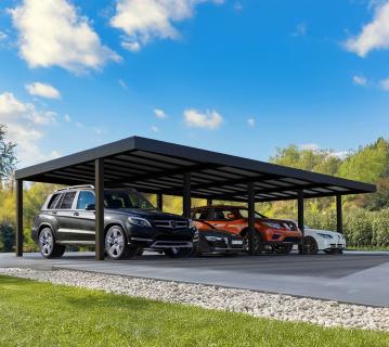 Palram - Canopia Oslo 2040 | Alu Carport für 4 Autos | Flachdach | Schwarz | 6x12 m 
