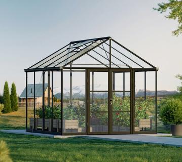 Palram - Canopia Aria 1010 | Alu Gewächshaus mit Fundament | Schwarz | 3x3 m  