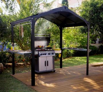 B-WARE Palram - Canopia Aluminium Grillpavillon Austin BBQ 2400 | anthrazit | 181x240x249 cm 