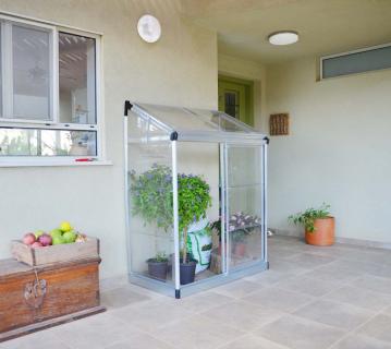 Palram - Canopia Kunststoff Aluminium Anlehngewächshaus Lean to grow 42 | silber klar | 121x62x160 cm 