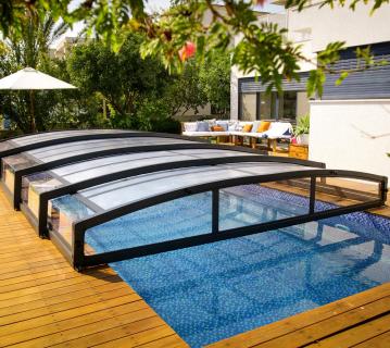Palram - Canopia Aluminium Poolüberdachung Majorca 48 | Anthrazit | 874x470x88 cm 