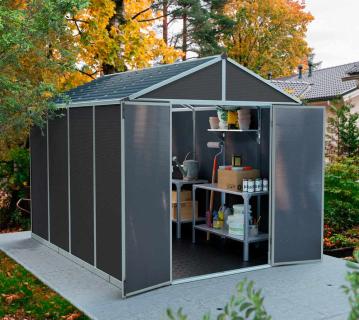 Palram - Canopia Kunststoff Gerätehaus Rubicon 810 | Dunkelgrau | 304x237x235 cm 