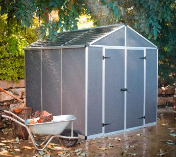 Palram - Canopia Kunststoff Gerätehaus Rubicon 88 | Dunkelgrau | 228x237x235 cm 