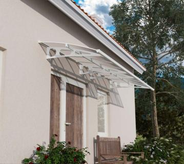 Palram - Canopia Metall Vordach Bordeaux 4460 | Doppelsteg | Weiß | 139x447 cm 