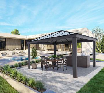 Palram - Canopia Aluminium Pavillon Dallas 1414 | Anthrazit | 422x422x307 cm 