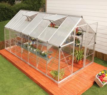 Palram - Canopia Aluminium Gewächshaus Hybrid 614 | Silber | 426x185x208 cm 