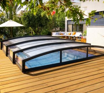 Palram - Canopia Aluminium Poolüberdachung Majorca 46 | Anthrazit | 670x457x81 cm 